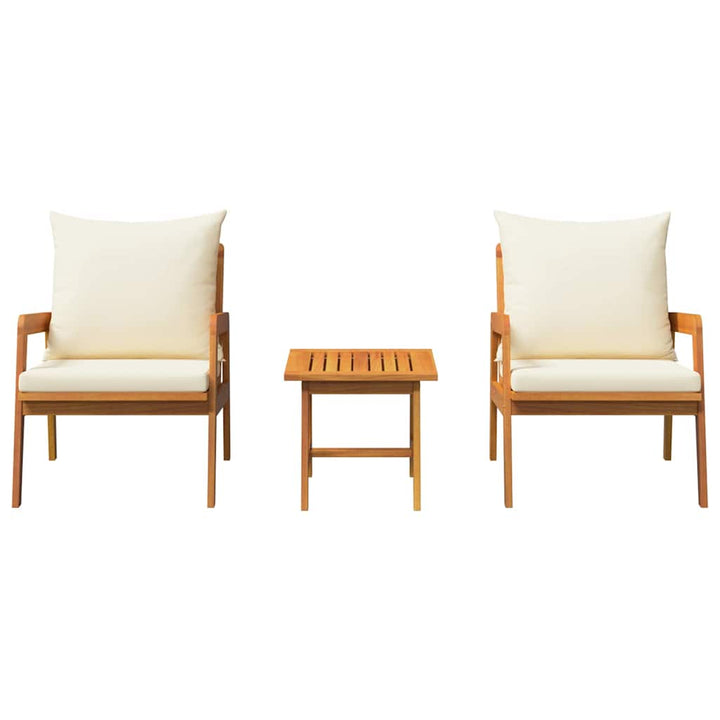 Bistrosæt med pude 3 pcs Brun Massivt Akacietræ