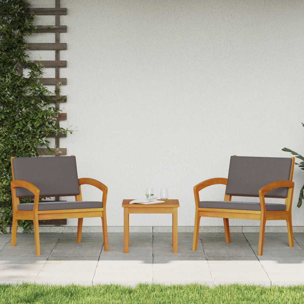 Have Stol med pude 2 pcs Olie Naturlig Massivt Akacietræ