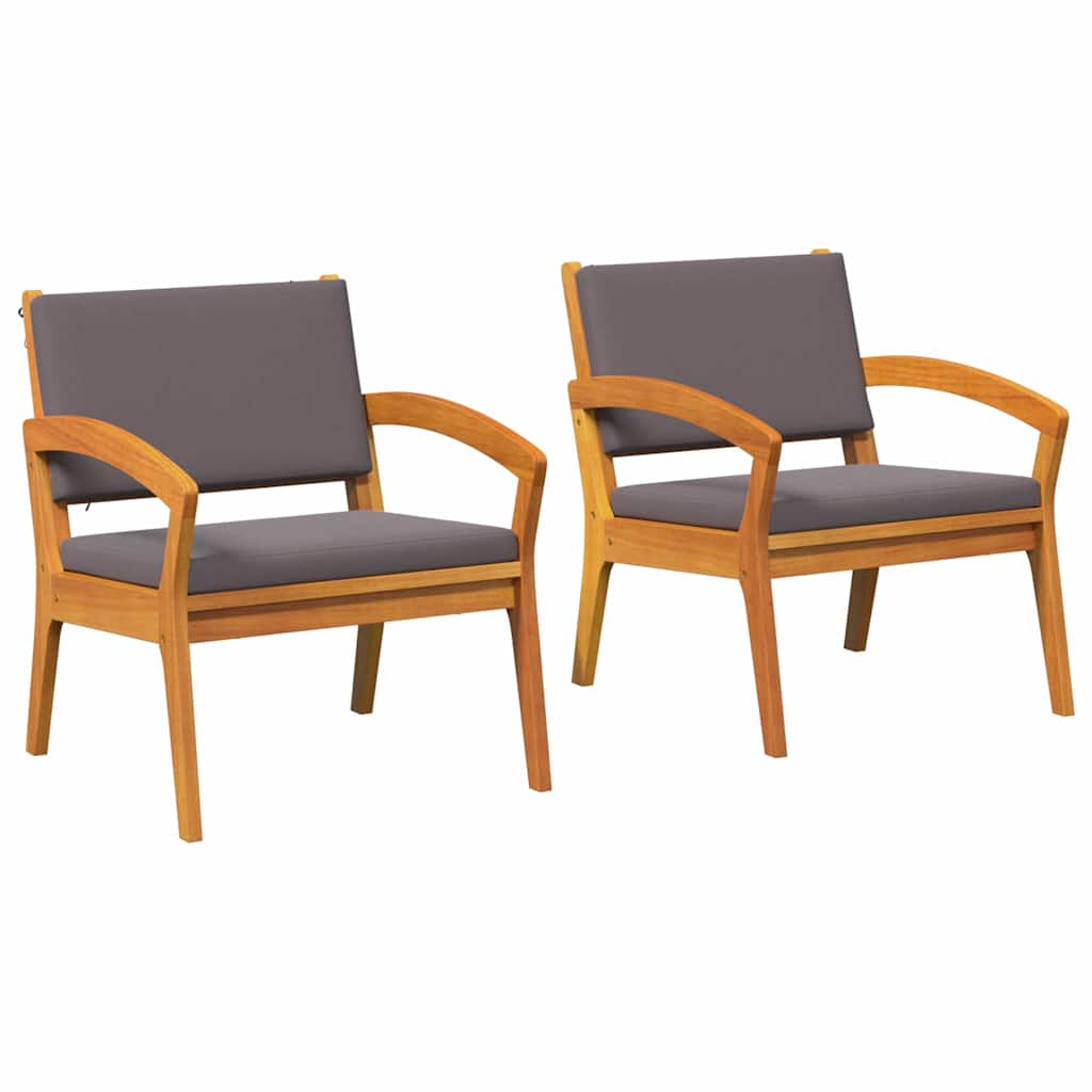 Have Stol med pude 2 pcs Olie Naturlig Massivt Akacietræ