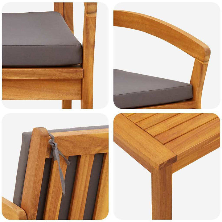 Bistrosæt med pude 3 pcs Brun Polyester