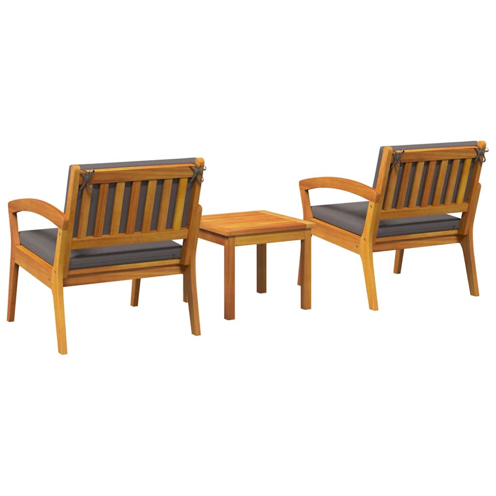 Bistrosæt med pude 3 pcs Brun Polyester