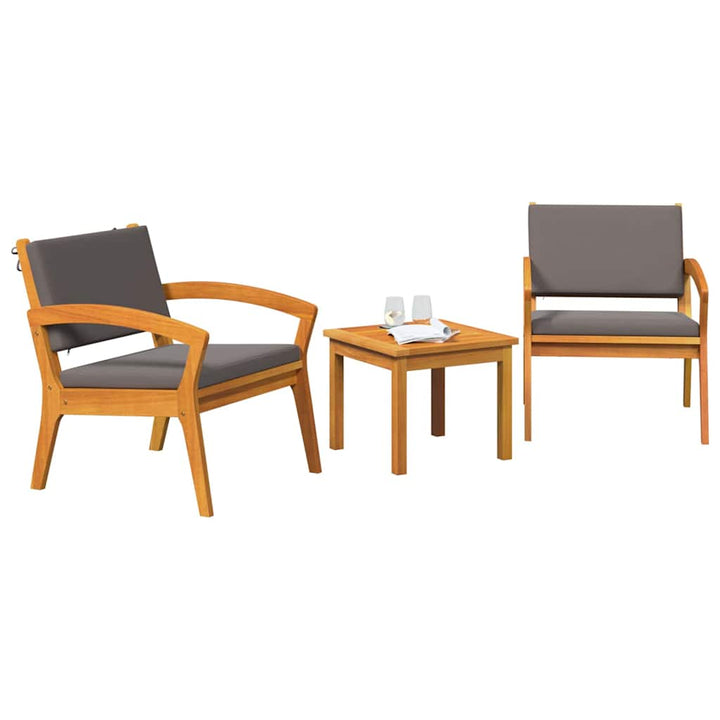 Bistrosæt med pude 3 pcs Brun Polyester