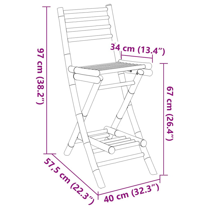 udendørs barstole med fodstøtter 2 stk. sammenklappelig bambus