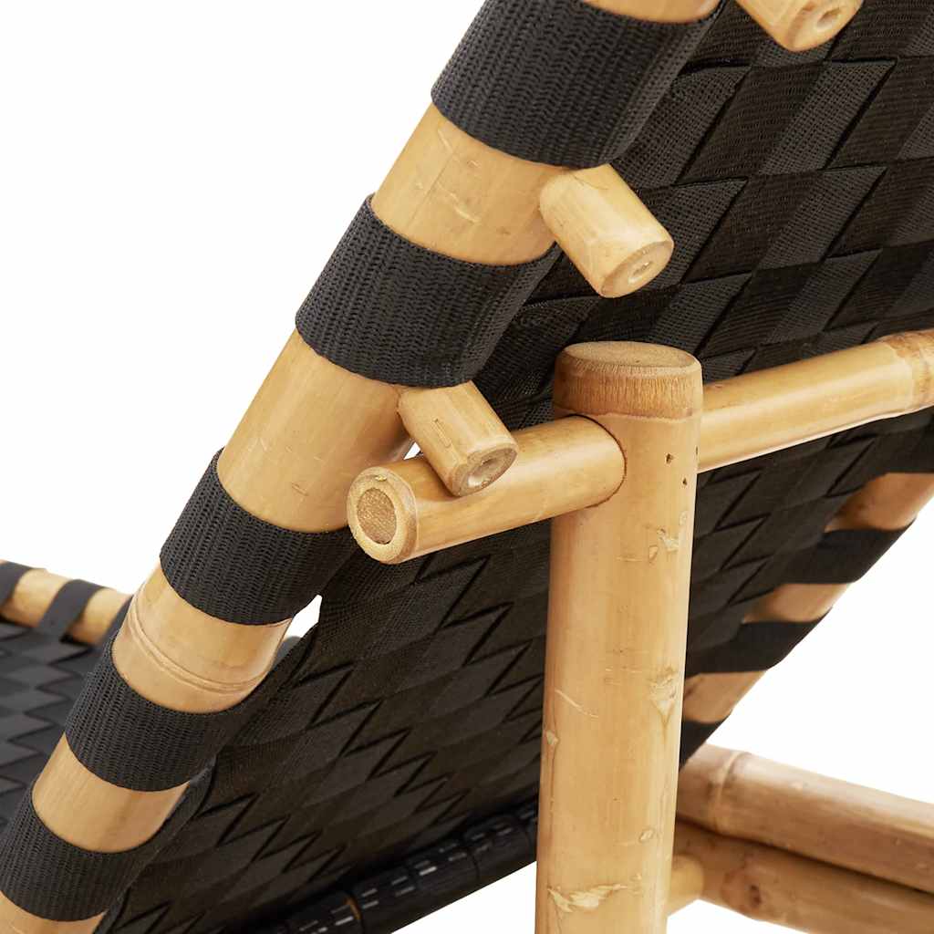 liggestol med sort vævet bånd 55x200x30 cm bambus