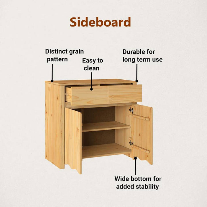 Sideboard med skuffe Drammen Egetræsfarvet 79 x 43 x 75.5 cm