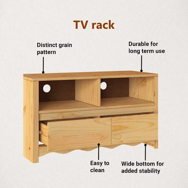 TV-skab Drammen Egetræsfarvet 99 x 43 x 55 cm Massivt fyrretræ