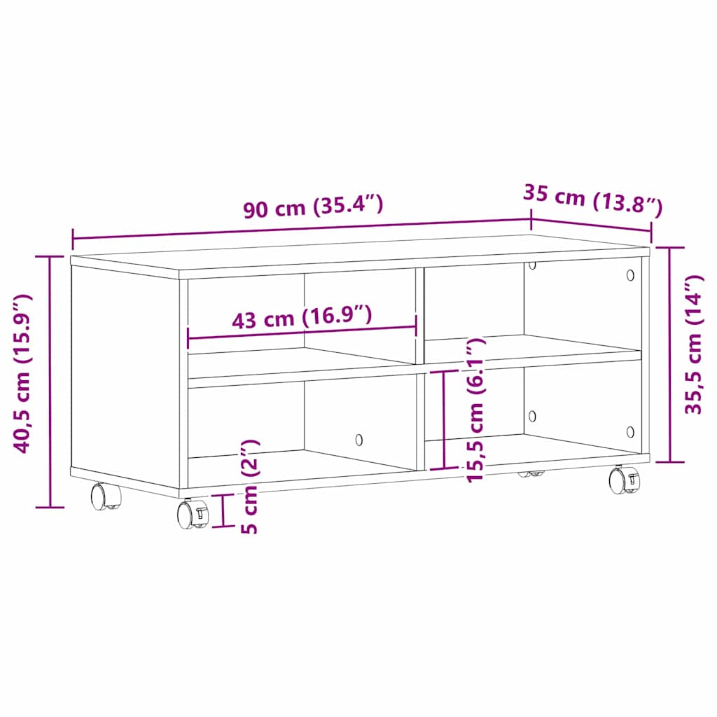 TV-skab Brun 90 x 35 x 40.5 cm Konstrueret træ