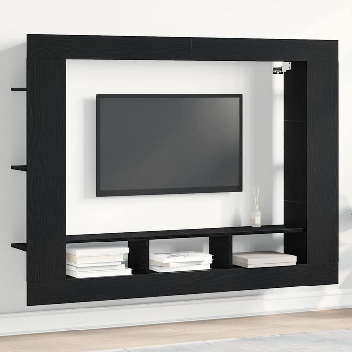 TV-skab Vægmonteret Sort eg 152 x 22 x 113 cm Konstrueret træ