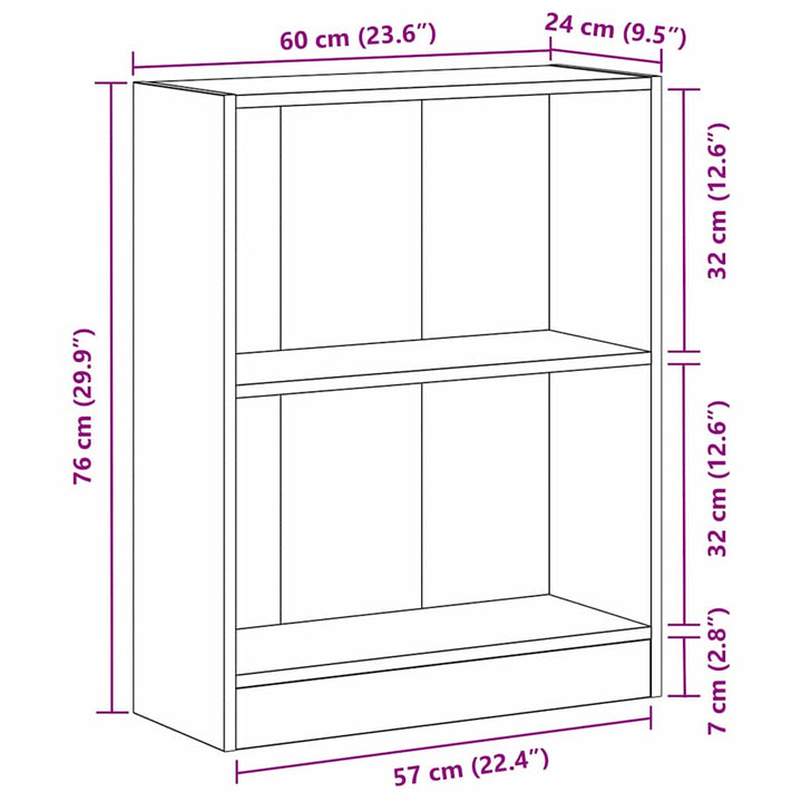Bogskab Sort eg 60 x 24 x 76 cm Konstrueret træ