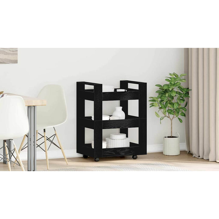 Køkkenvogn Sort eg 60 x 45 x 80 cm Konstrueret træ