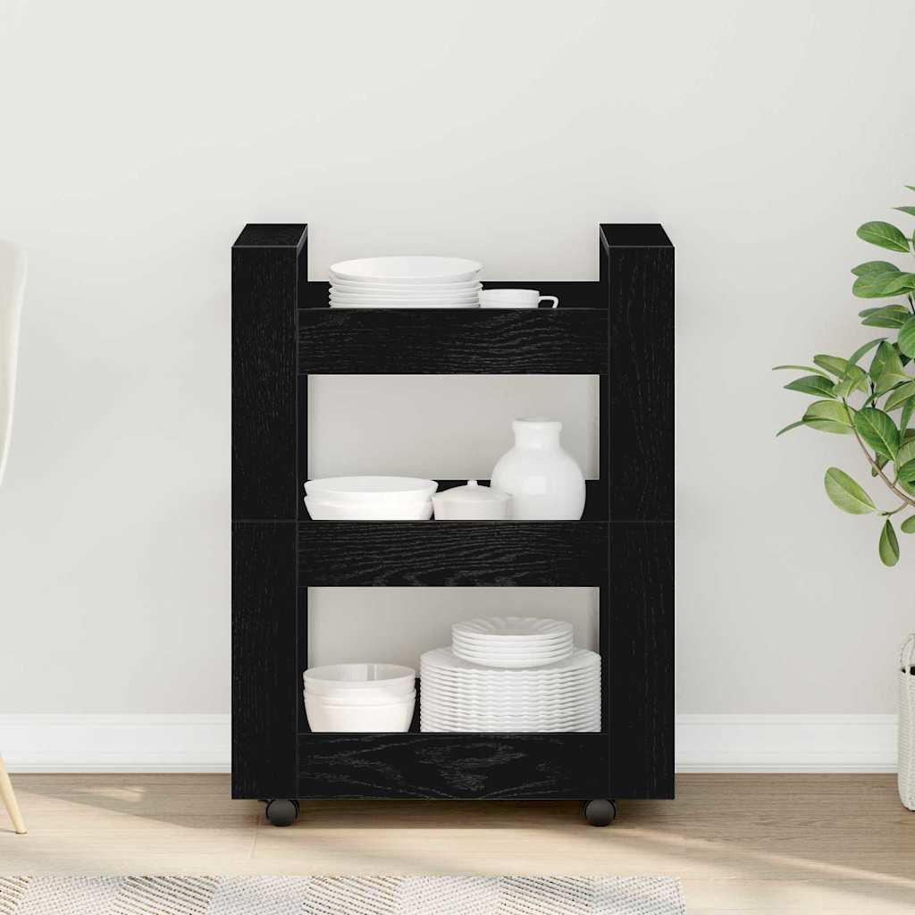 Køkkenvogn Sort eg 60 x 45 x 80 cm Konstrueret træ