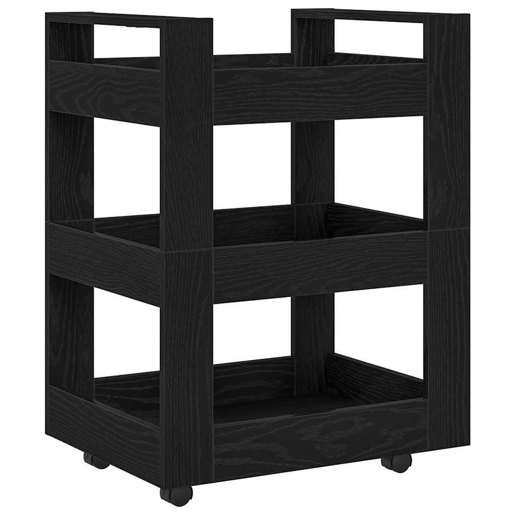 Køkkenvogn Sort eg 60 x 45 x 80 cm Konstrueret træ