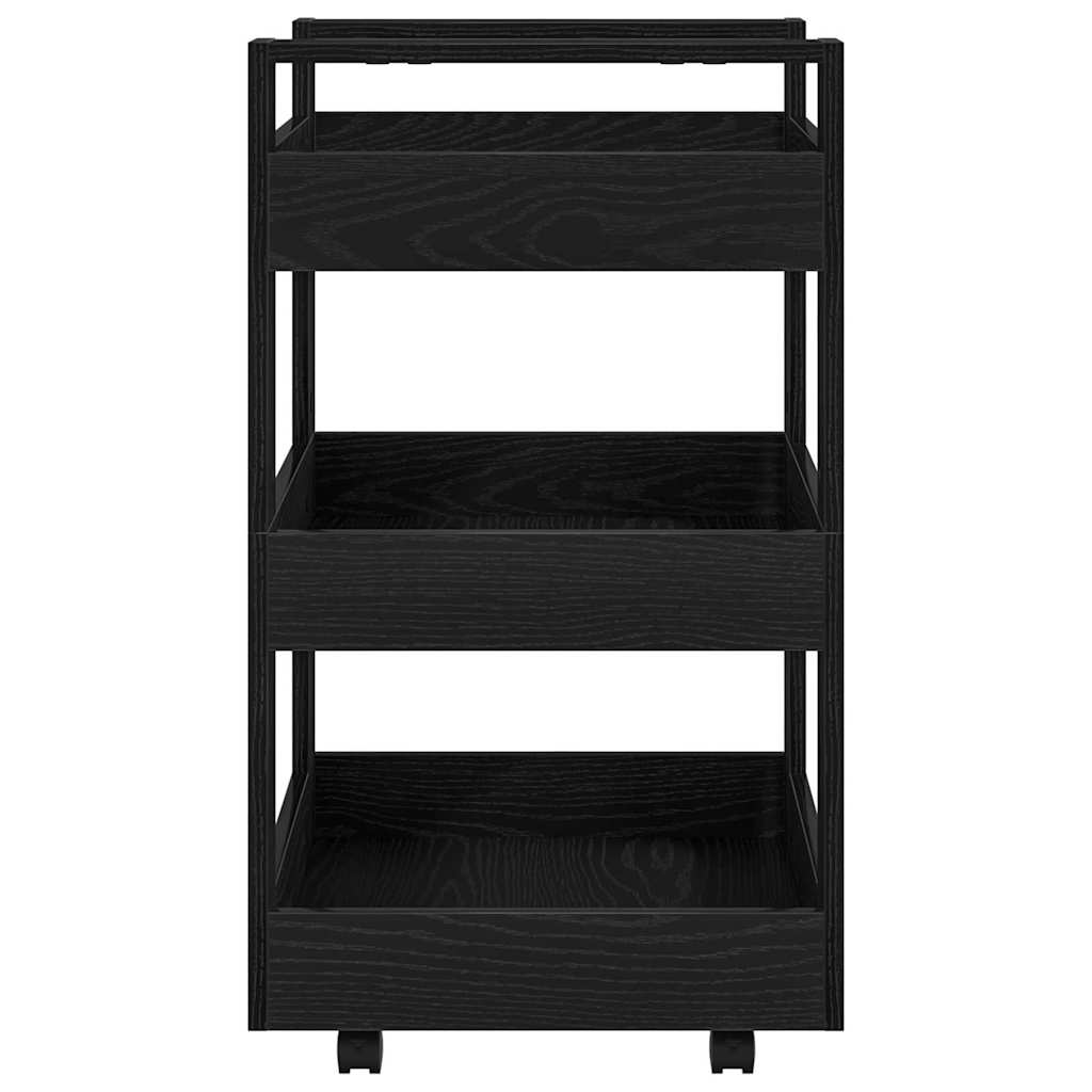 Køkkenvogn Sort eg 60 x 45 x 80 cm Konstrueret træ