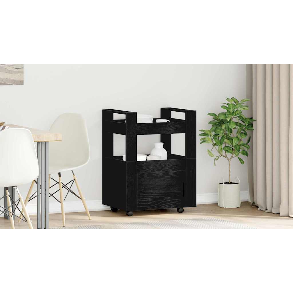 Køkkenvogn Sort eg 60 x 45 x 80 cm Konstrueret træ