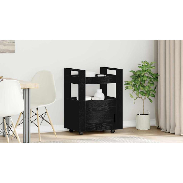 Køkkenvogn Sort eg 60 x 45 x 80 cm Konstrueret træ
