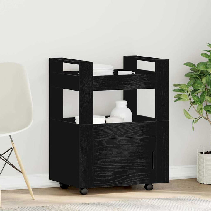 Køkkenvogn Sort eg 60 x 45 x 80 cm Konstrueret træ