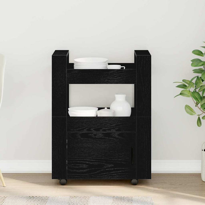 Køkkenvogn Sort eg 60 x 45 x 80 cm Konstrueret træ