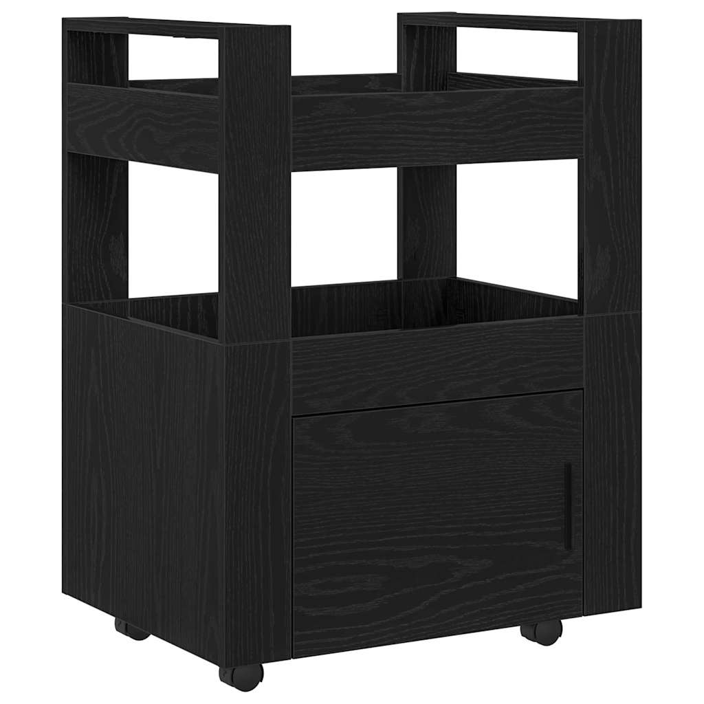Køkkenvogn Sort eg 60 x 45 x 80 cm Konstrueret træ