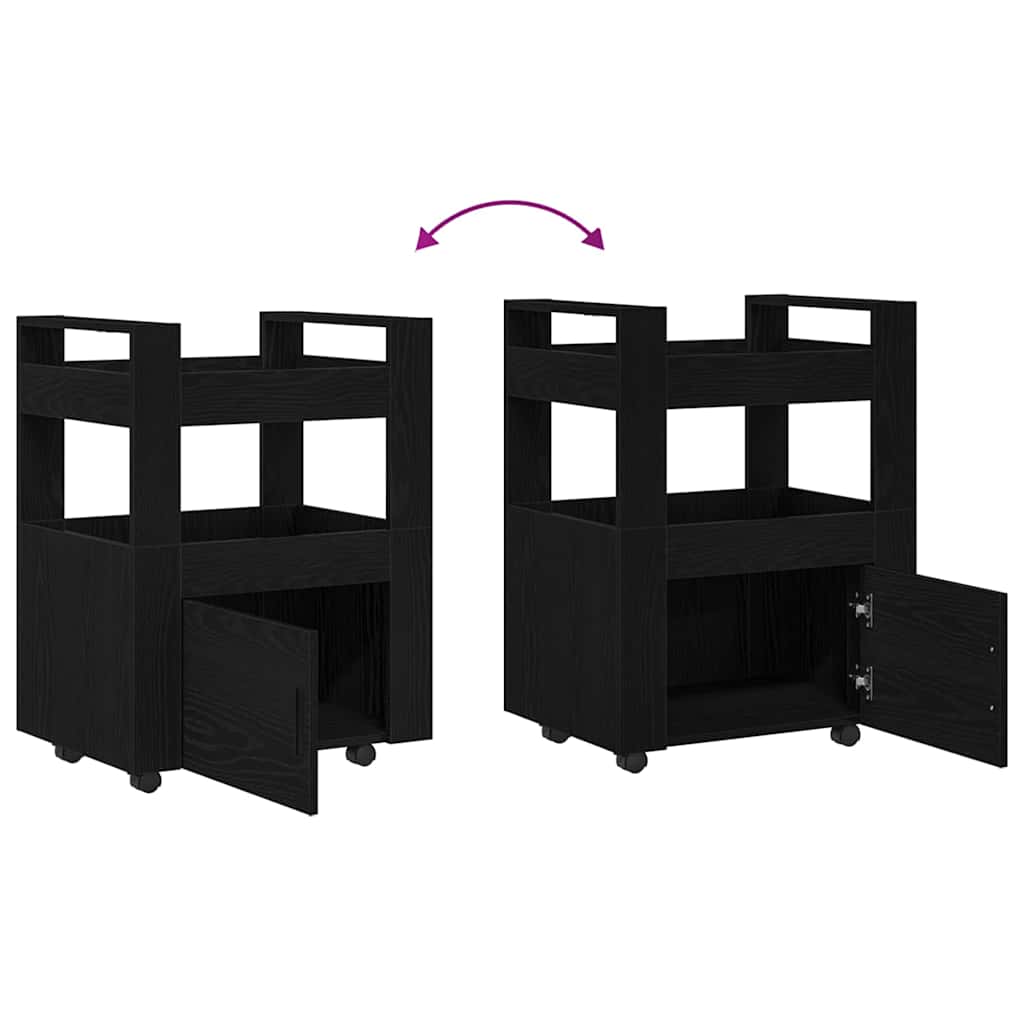 Køkkenvogn Sort eg 60 x 45 x 80 cm Konstrueret træ