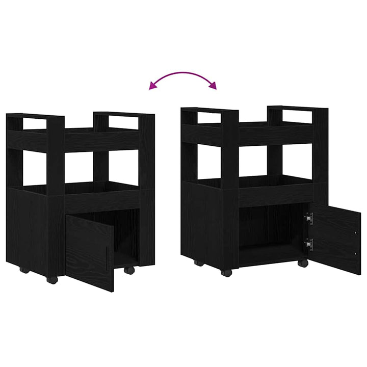 Køkkenvogn Sort eg 60 x 45 x 80 cm Konstrueret træ