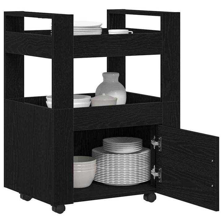 Køkkenvogn Sort eg 60 x 45 x 80 cm Konstrueret træ