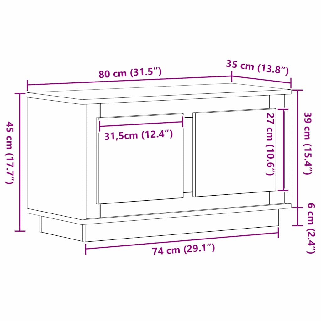 TV-skab 80 x 35 x 45 cm artisan eg Konstrueret træ