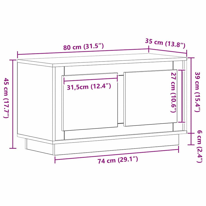 TV-skab Sort eg 80 x 35 x 45 cm Konstrueret træ