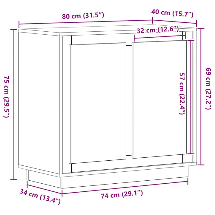 Sideboard Gammelt træ 80 x 40 x 75 cm Konstrueret træ
