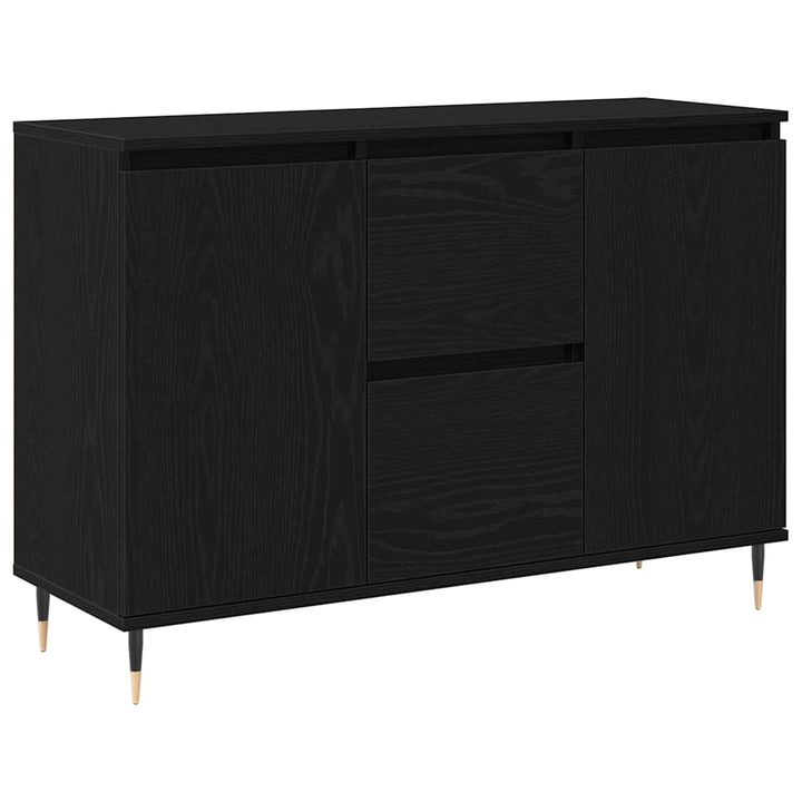 Sideboard med skuffe Sort eg 101,5 x 35 x 70 cm Konstrueret træ