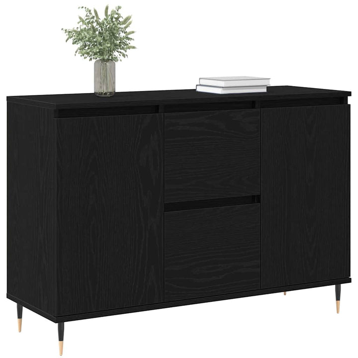 Sideboard med skuffe Sort eg 101,5 x 35 x 70 cm Konstrueret træ
