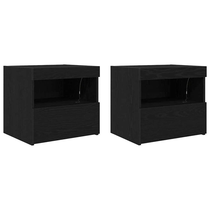 Natskab 2 pcs Sort eg 50 x 40 x 45 cm Konstrueret træ