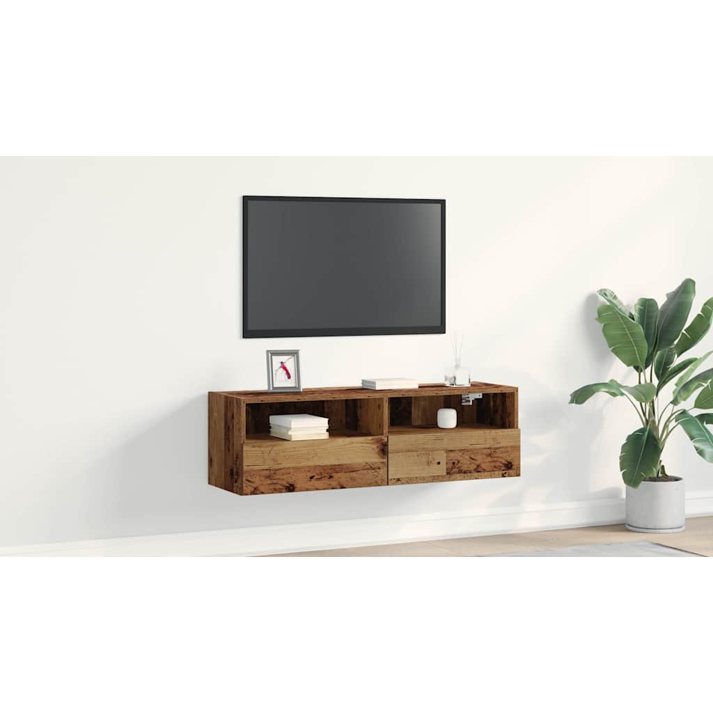 TV vægskab Gammelt træ 100 x 30 x 30 cm Konstrueret træ