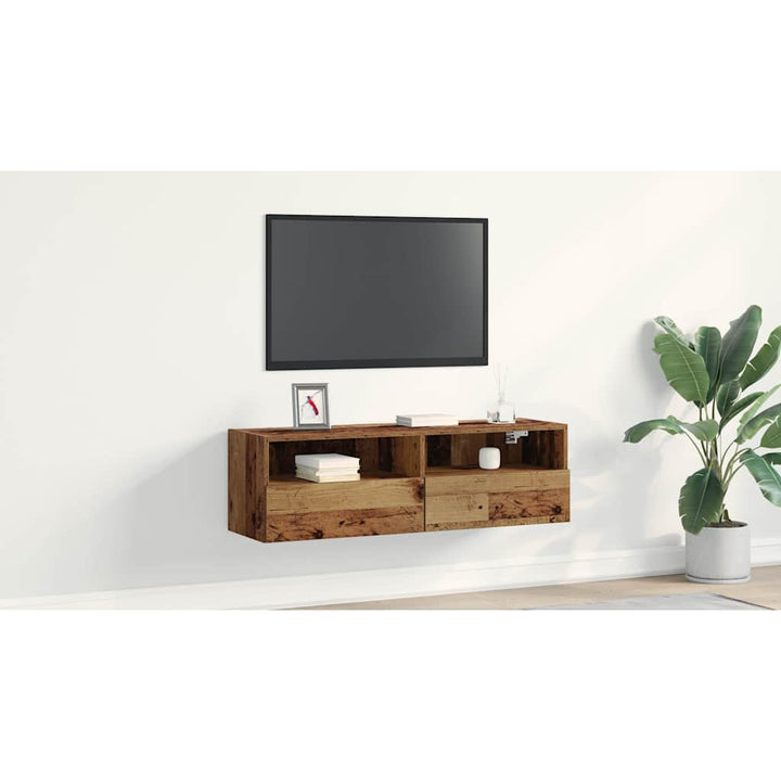 TV vægskab Gammelt træ 100 x 30 x 30 cm Konstrueret træ