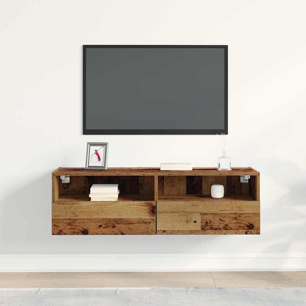 TV vægskab Gammelt træ 100 x 30 x 30 cm Konstrueret træ