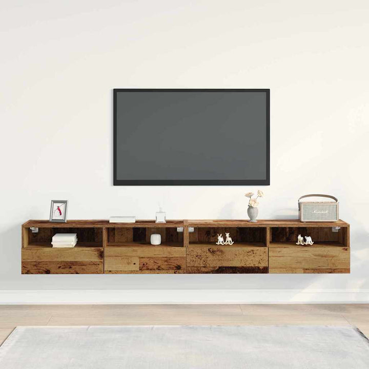 TV vægskab 2 pcs Gammelt træ 100 x 30 x 30 cm Konstrueret træ
