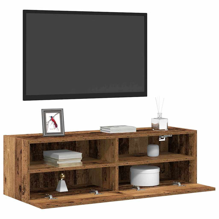 TV vægskab 2 pcs Gammelt træ 100 x 30 x 30 cm Konstrueret træ