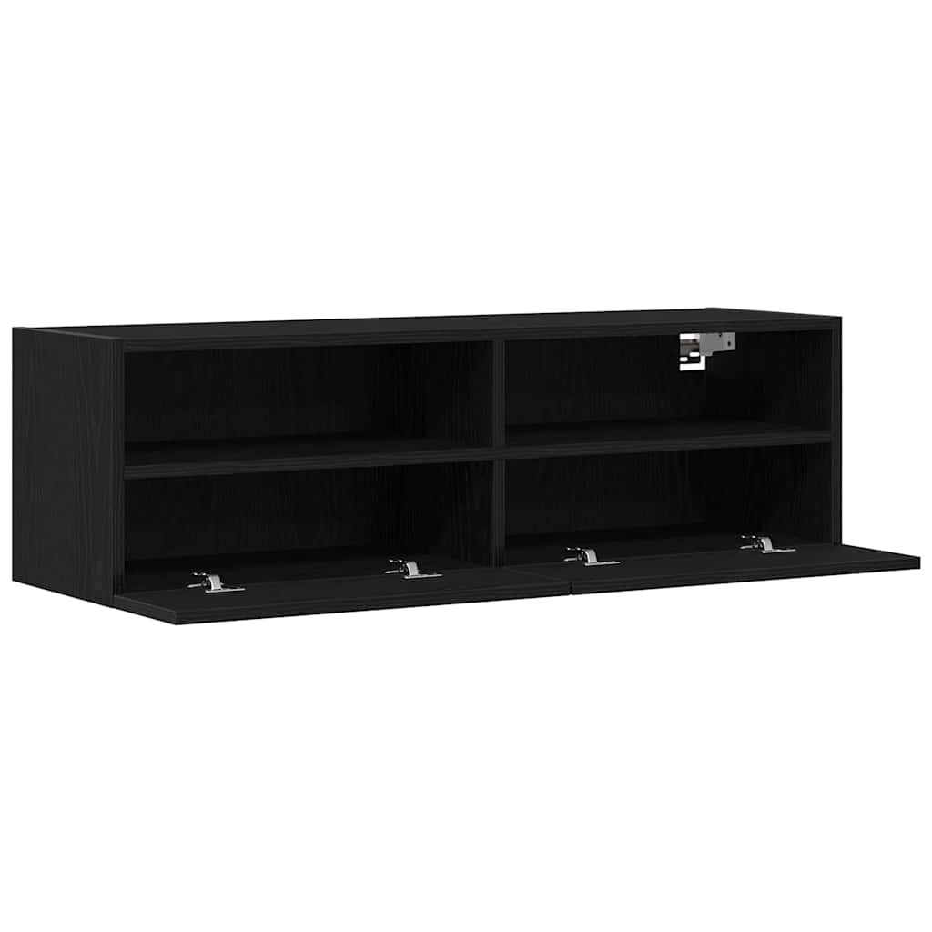 TV vægskab 100 x 30 x 30 cm Sort eg Konstrueret træ