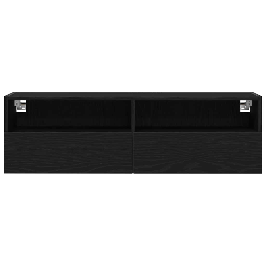 TV vægskab 100 x 30 x 30 cm Sort eg Konstrueret træ