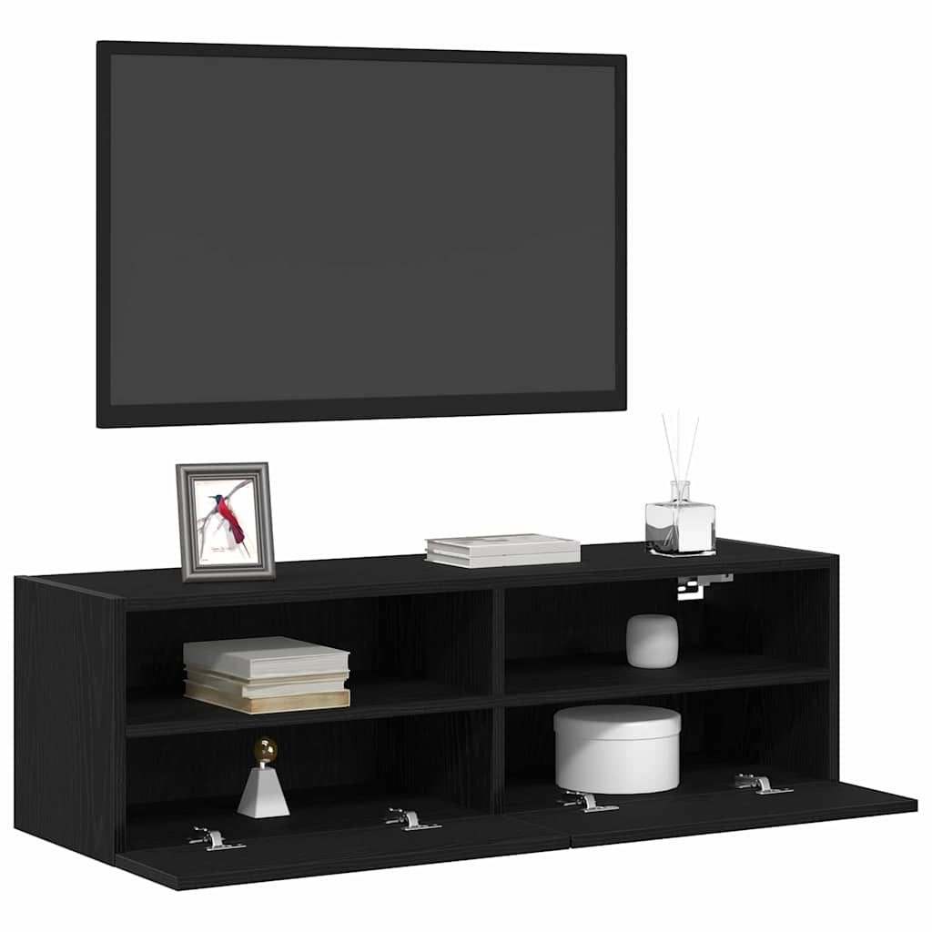 TV vægskab 100 x 30 x 30 cm Sort eg Konstrueret træ