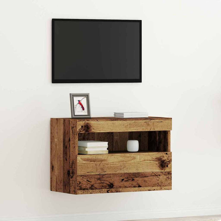 TV vægskab med LED Gammelt træ 60 x 30 x 40 cm Konstrueret træ