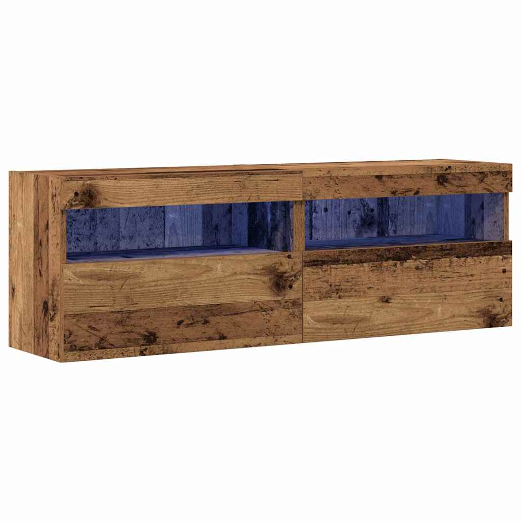 TV vægskab 2 pcs Gammelt træ 60 x 30 x 40 cm Konstrueret træ