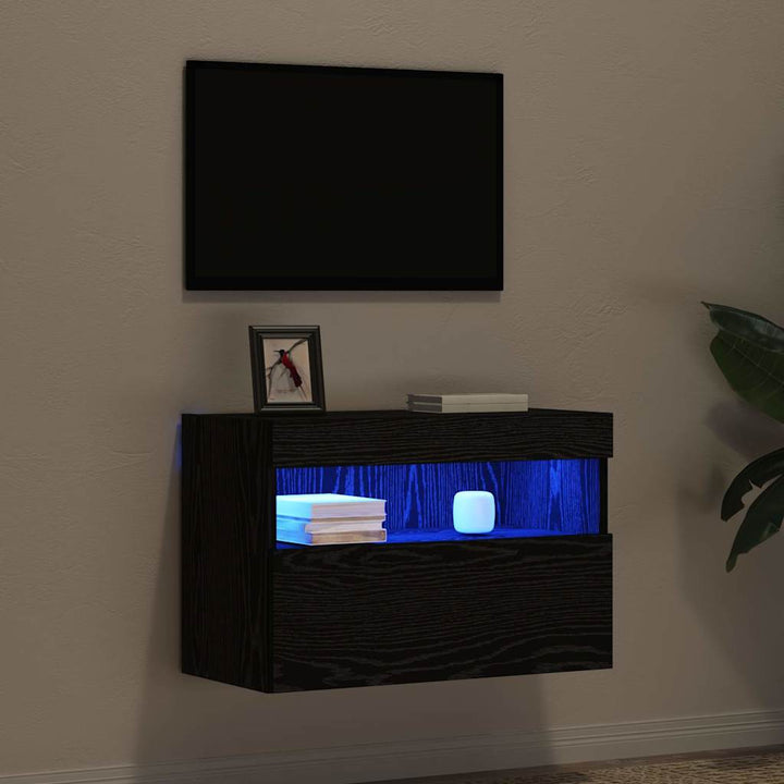 TV vægskab 60 x 30 x 40 cm Sort eg Konstrueret træ