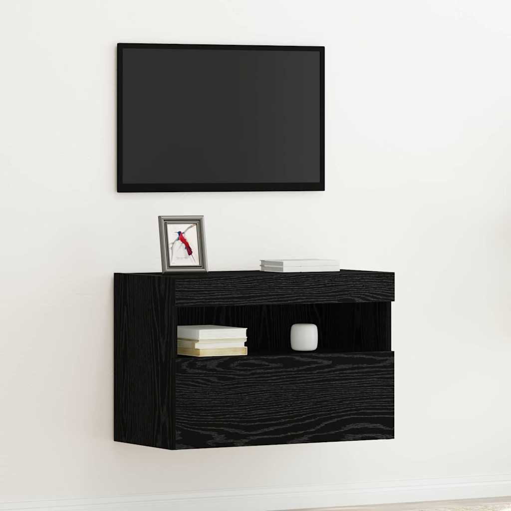 TV vægskab 60 x 30 x 40 cm Sort eg Konstrueret træ