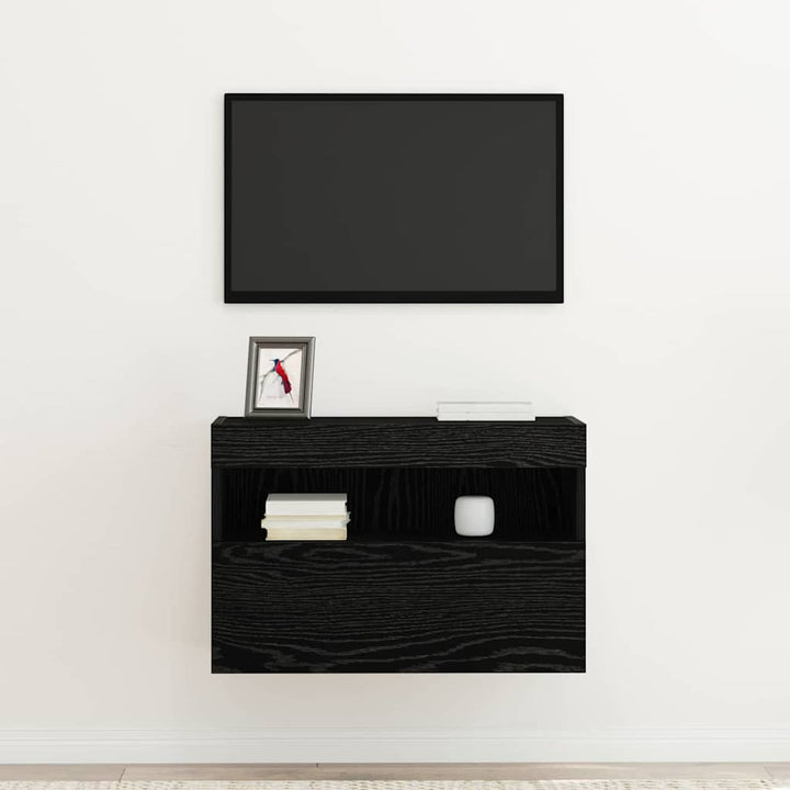 TV vægskab 60 x 30 x 40 cm Sort eg Konstrueret træ