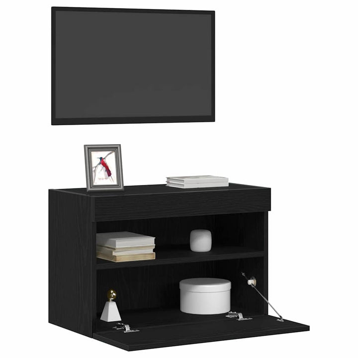 TV vægskab 60 x 30 x 40 cm Sort eg Konstrueret træ