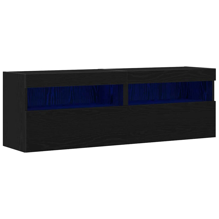 TV vægskab 2 pcs Sort eg 60 x 30 x 40 cm Konstrueret træ