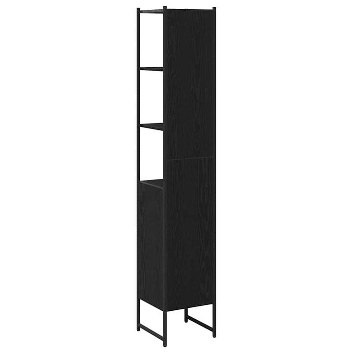 Badeværelsesskab Sort eg 33 x 33 x 185,5 cm Konstrueret træ