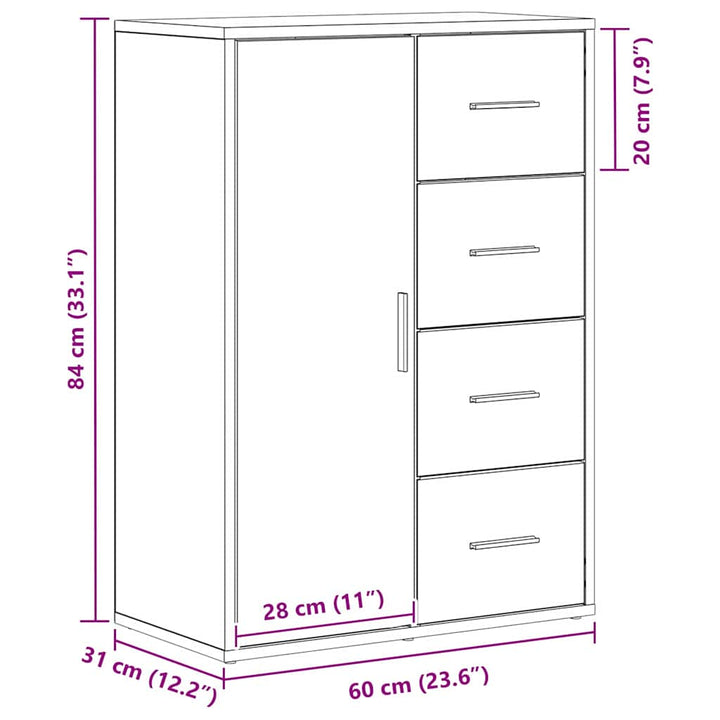 Sideboard Artisan Egetræ 60 x 31 x 84 cm Konstrueret træ