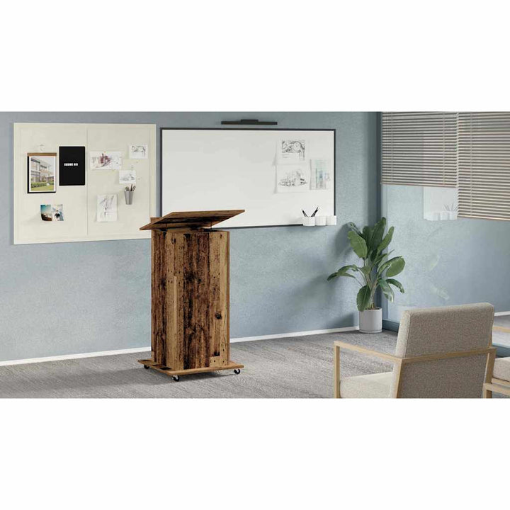 Podium med skuffe Gammelt træ 55 x 55 x 107 cm Konstrueret træ