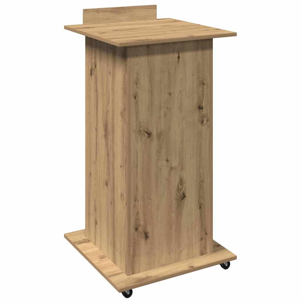 Podium med hjul Artisan Egetræ 55 x 55 x 107 cm Konstrueret træ